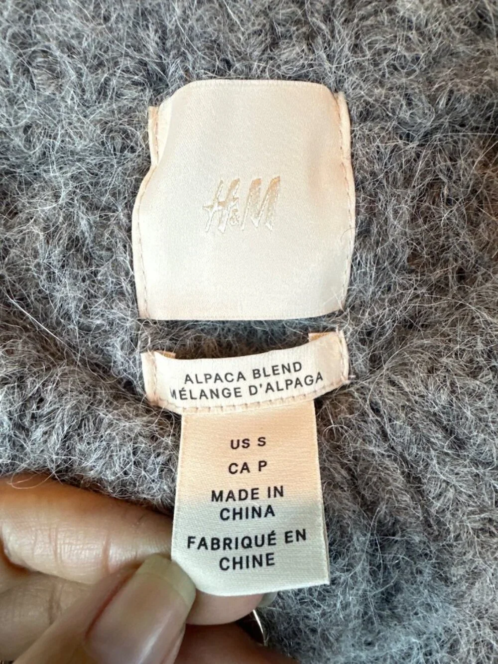 H&M Alpaca Blend Cardigan Sweater Gray Button Front Women’s Small Cozy Knit